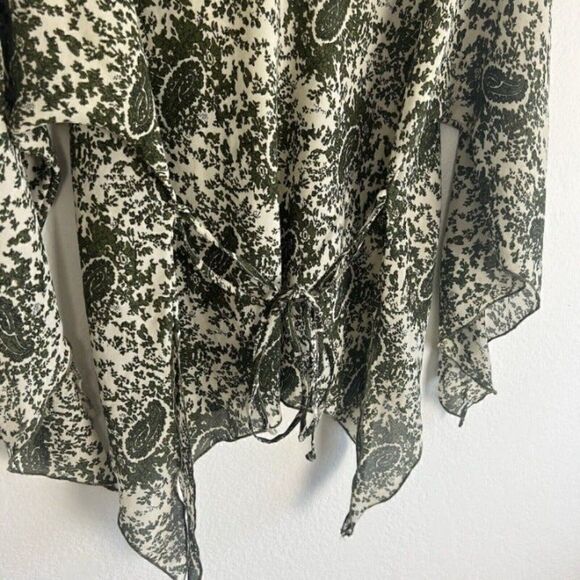 Vintage Magic Woman’s Tunic Paisley Green Bohemian Flared Sleeve Blouse Large - Picture 10 of 10